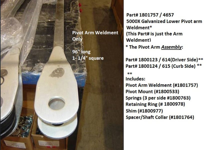 5000X Galvanized Lower Pivot Arm 1001757 / 4657 | Donovan Tarps | American Tarping