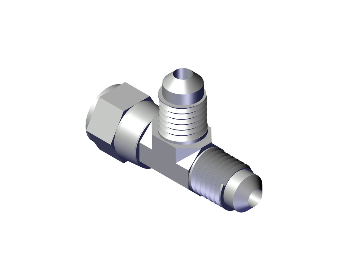 Adapter, Tee #4 Male Tube to #4 Female Swivel to #4 male Tube 39314 | Roll-Rite | American Tarping
