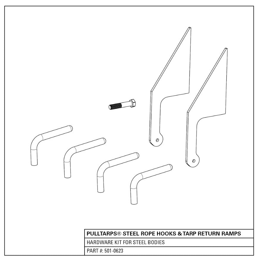 Steel Rope Storage Hooks And Steel Tarp Return Ramp Hardware Kit | Pulltarps