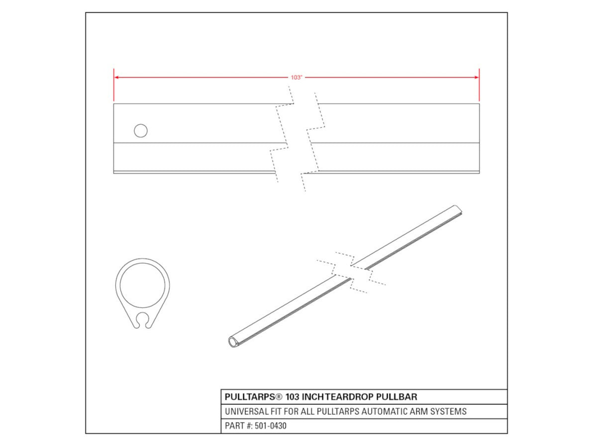 103" Teardrop Pull bar – Rear Crossbar  | Pulltarps | American Tarping