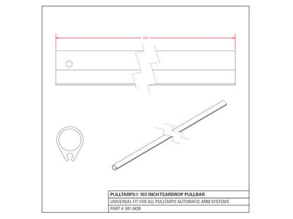 103" Teardrop Pull bar – Rear Crossbar  | Pulltarps | American Tarping