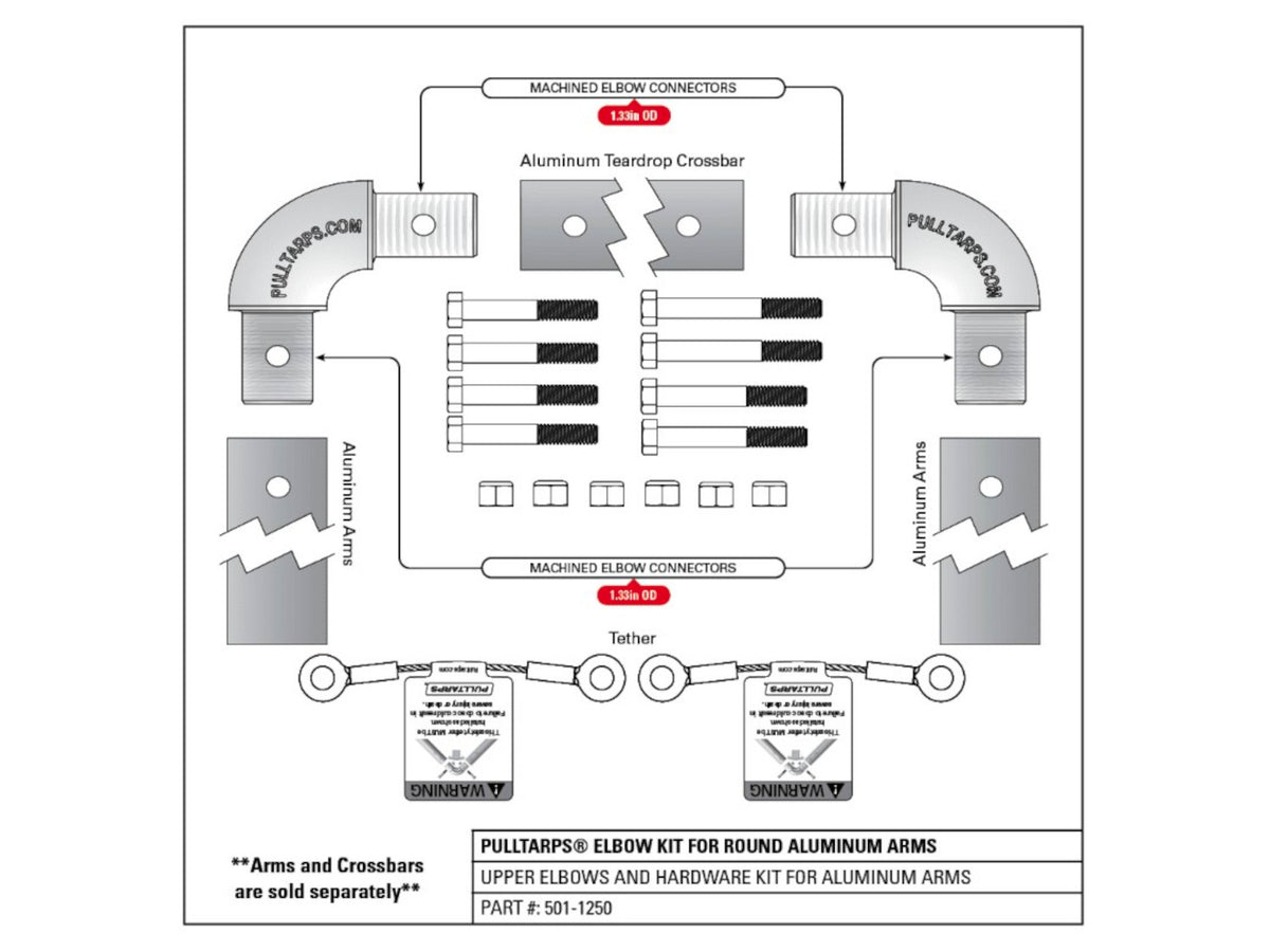 Elbow Kit for Round Aluminum Arm Tube 501-1250 | Pulltarps | American Tarping