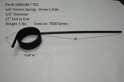 1/2" Torsion Spring 1800148 Driver Side | Donovan Tarps | American Tarping