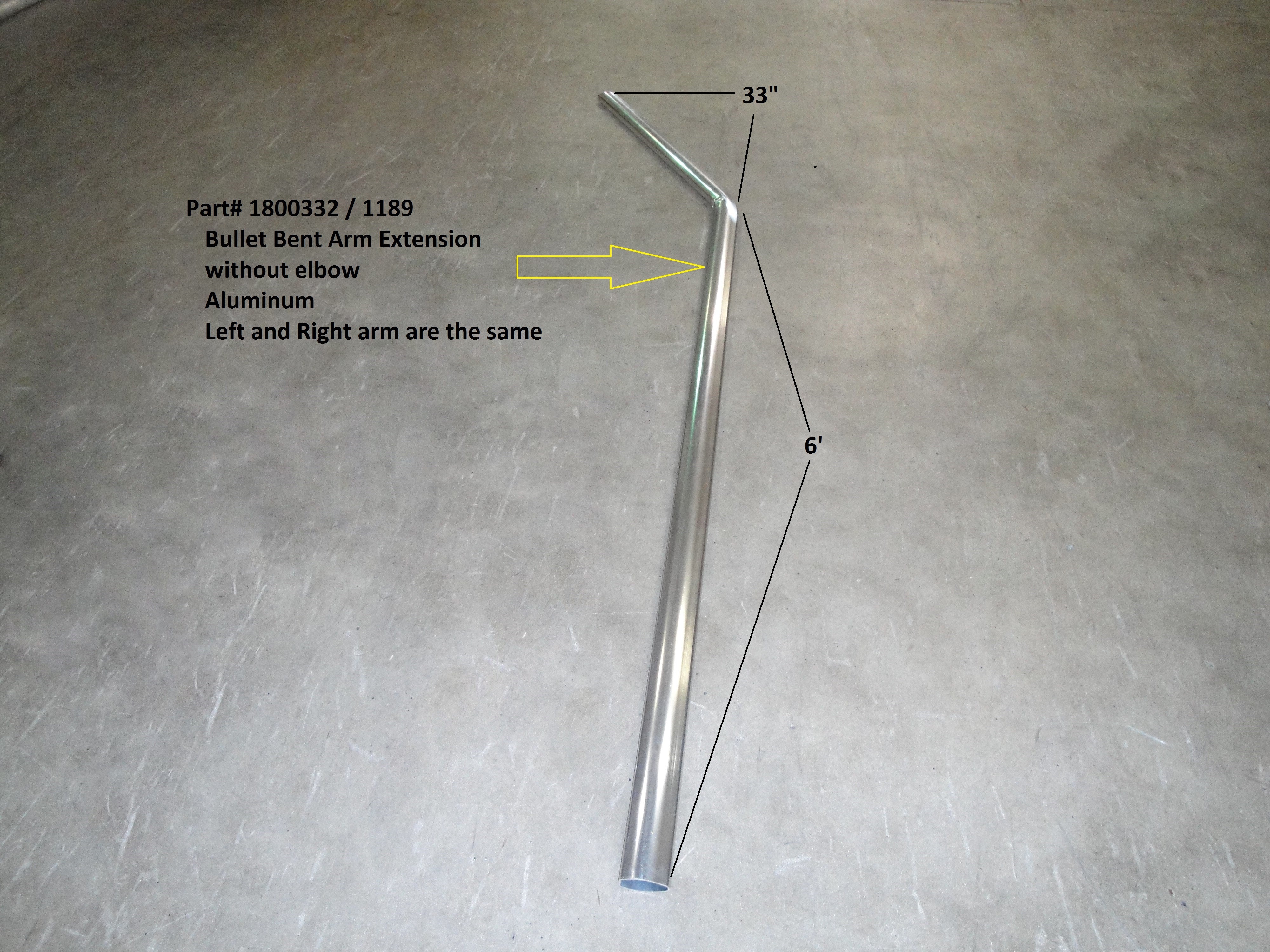 bent tarp Bullet Upper Arm Extrusion - 30° Bend 1800332