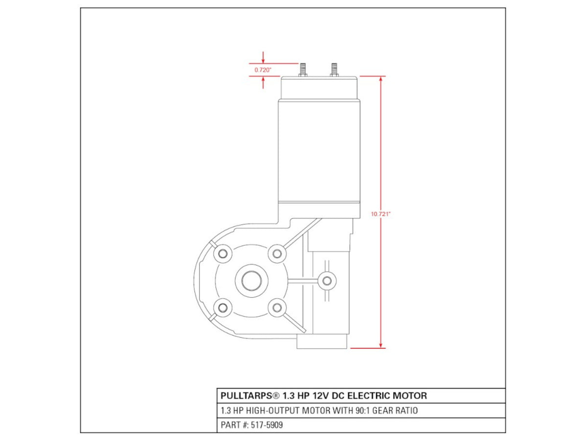 1.3 HP 12V DC Electric Tarp Motor 517-5909 (5-yr wty) | Pulltarps | American Tarping