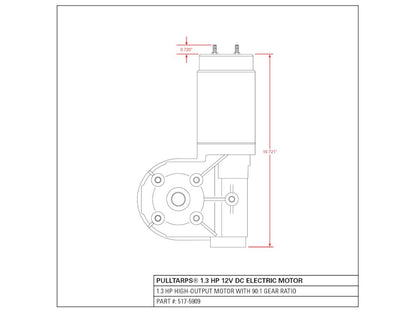1.3 HP 12V DC Electric Tarp Motor 517-5909 (5-yr wty) | Pulltarps | American Tarping