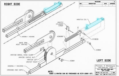 Rack n' Pinion 16" Stroke Hydraulic Cylinder (HR4719) | Pioneer | American Tarping