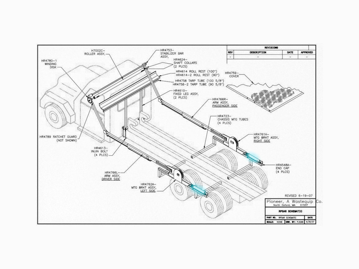 Rack 'N Pinion 16" Stroke Hydraulic Cylinder Replacement (HR4719) | Pioneer | American Tarping