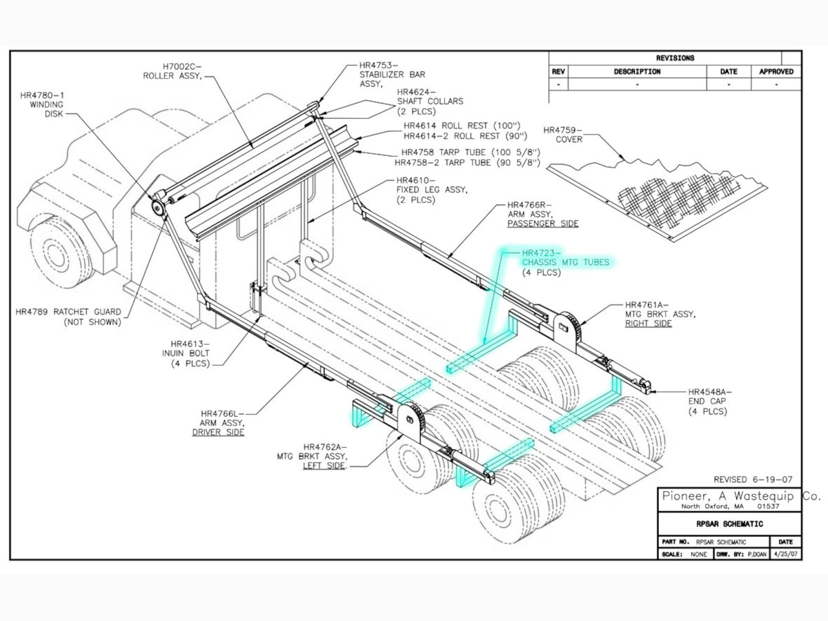 Rack 'N Pinion Chassis Mounting Tube (HR4723) - Pioneer Coverall - American Tarping