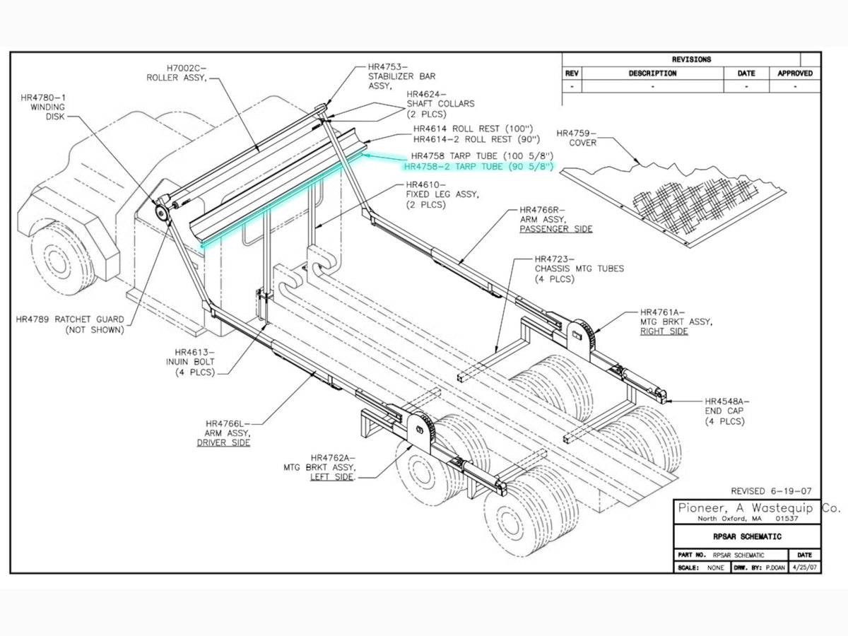 Rack 'N Pinion 90 5/8" Tarp Tube (HR4758-2) - Pioneer Coverall | American Tarping