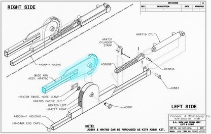Rack 'N Pinion Hi Roller Base Arm Gear Assembly HR4760 | Pioneer Coverall | American Tarping