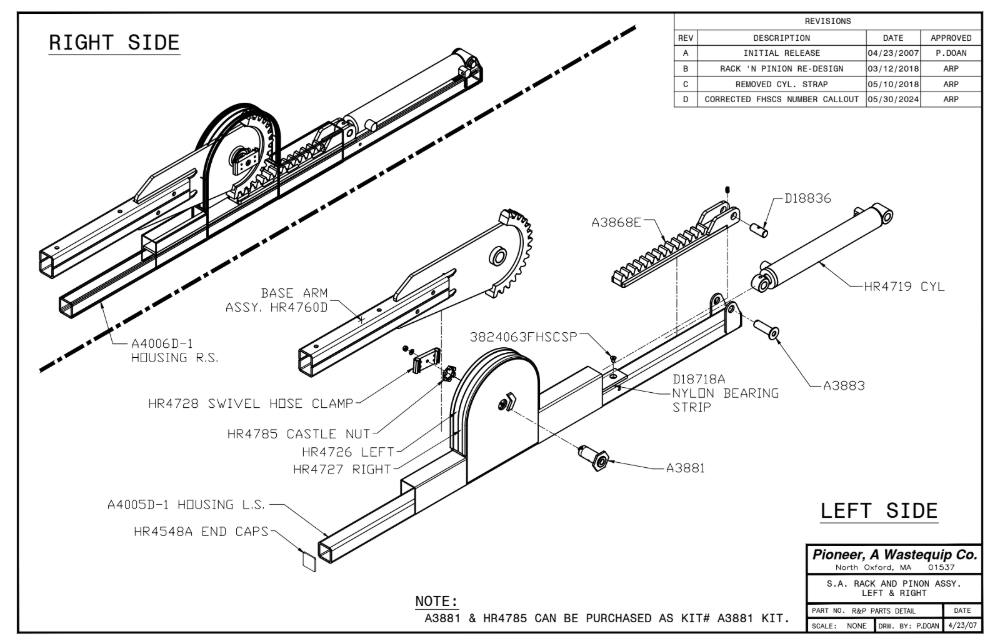 Rack 'n Pinon Mounting Bracket Assembly Breakdown | Pioneer Coverall