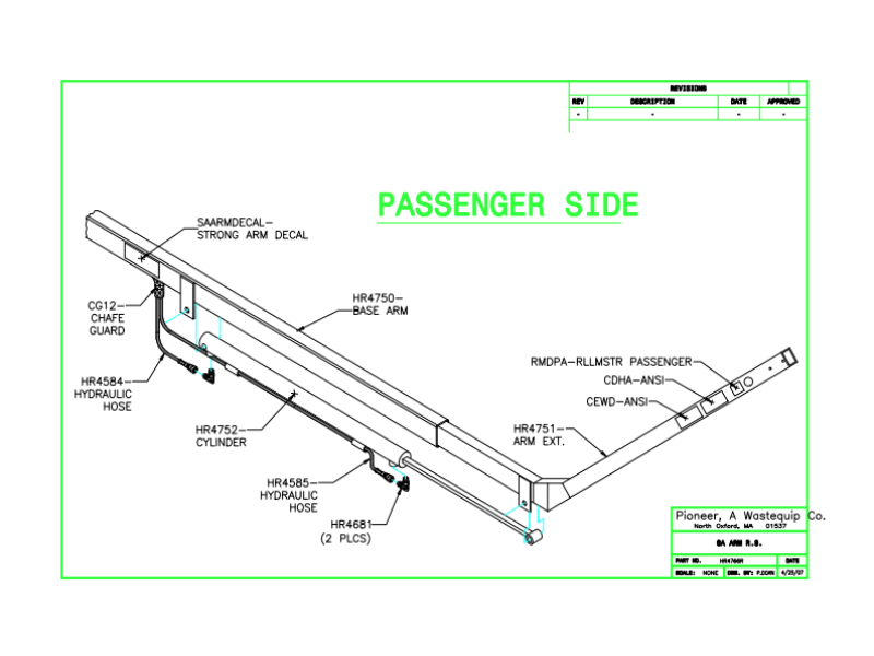 Rack 'n Pinon Complete Arm Assembly Passenger Side HR4766R Breakdown | Pioneer Coverall | American Tarping