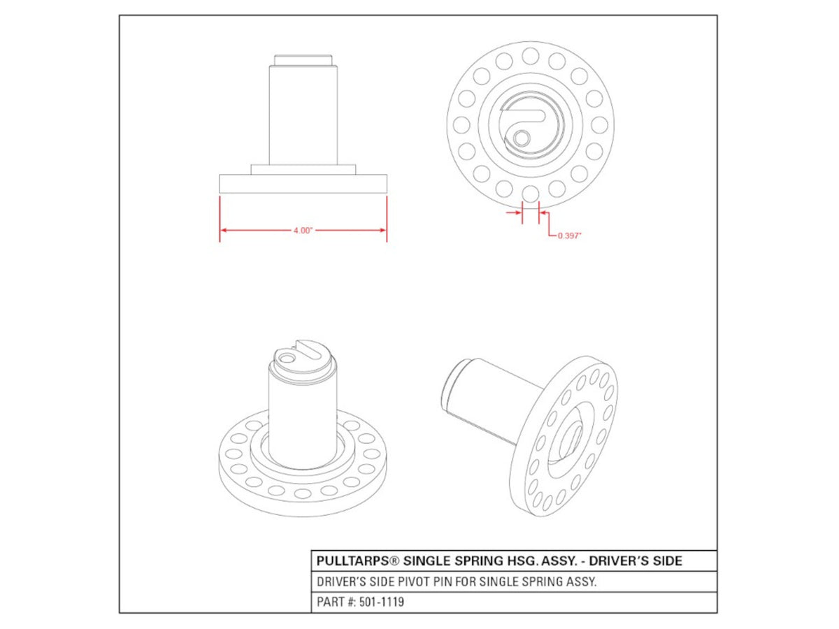 Single spring housing assembly - Pivot only (driver's side) 501-1119 | Pulltarps | American Tarping