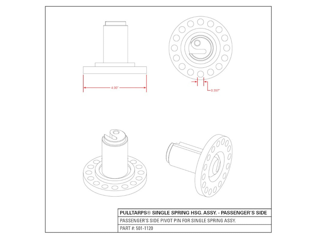 Single spring housing assembly - Pivot only passenger side 501-1120 | Pulltarps | American Tarping