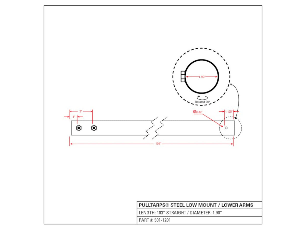 103" Steel Lower Arm | Pulltarps | American Tarping