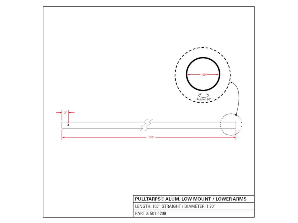 103" Aluminum lower arm | Pulltarps | American Tarping