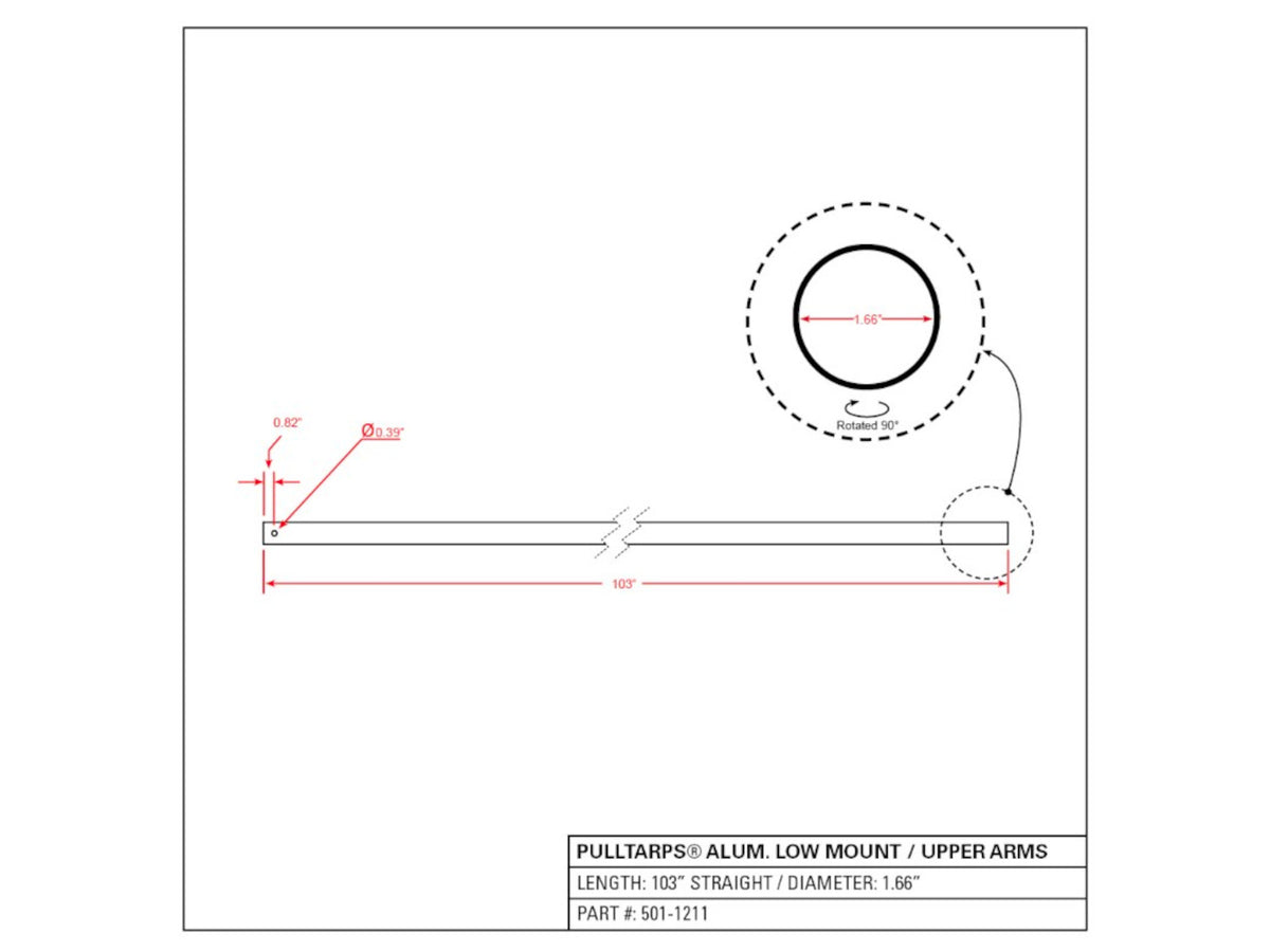 103" Aluminum Upper Arm or Pullbar | Pulltarps | American Tarping