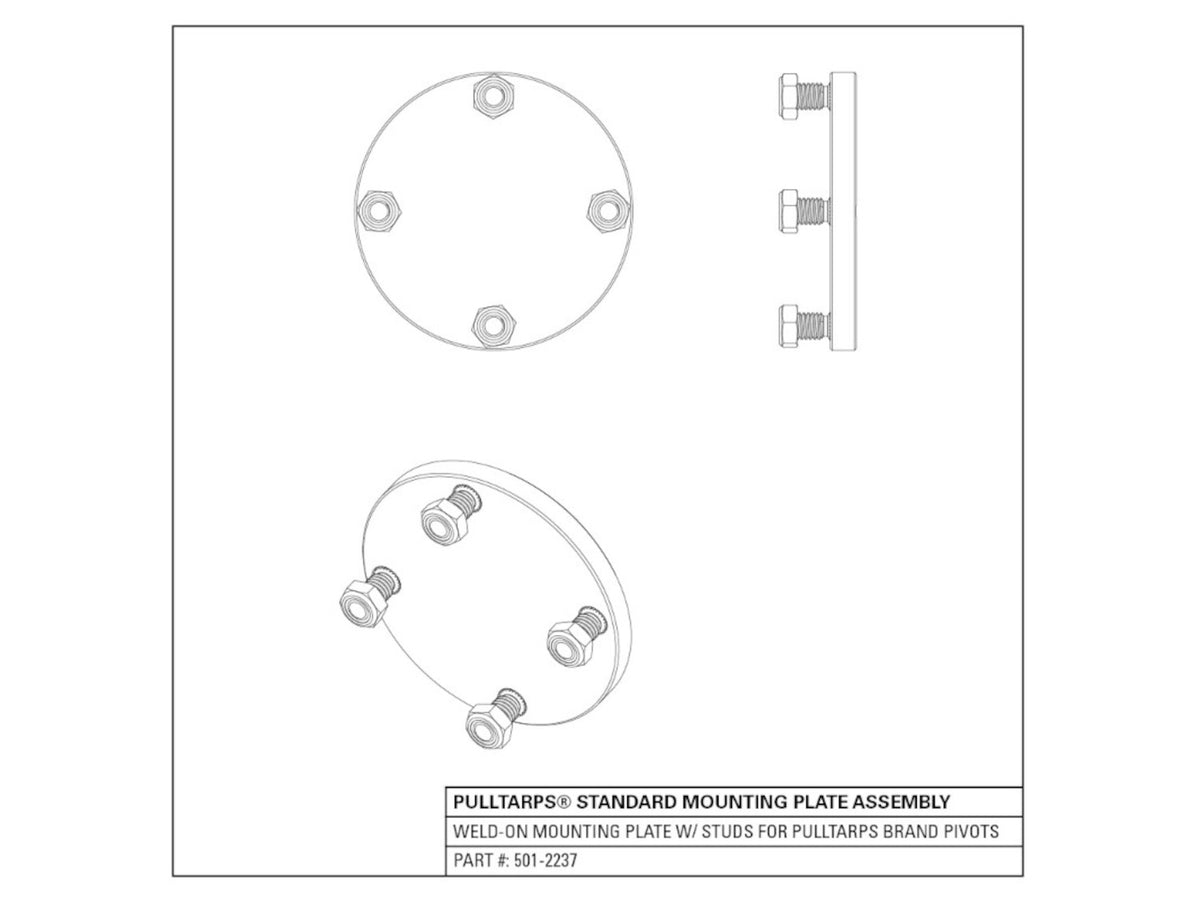 Weld-on mounting plate assembly with studs (501-2237) -- Pulltarps | American Tarping