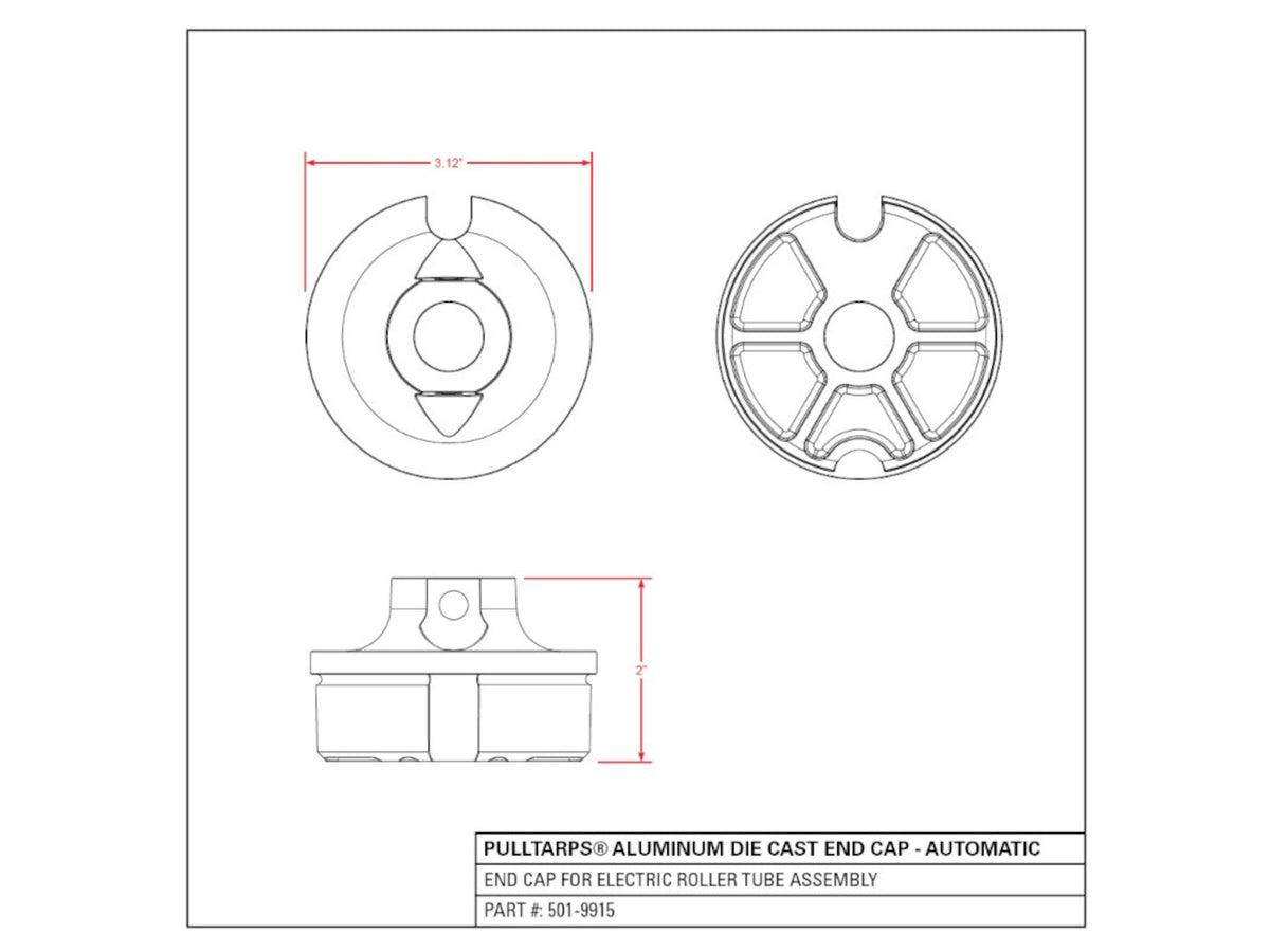Cast aluminum end cap for roller tubes 501-9915 | Pulltarps | American Tarping
