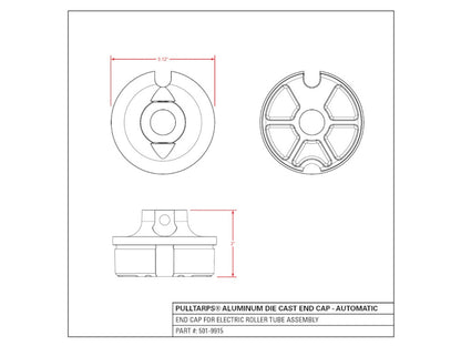 Cast aluminum end cap for roller tubes 501-9915 | Pulltarps | American Tarping