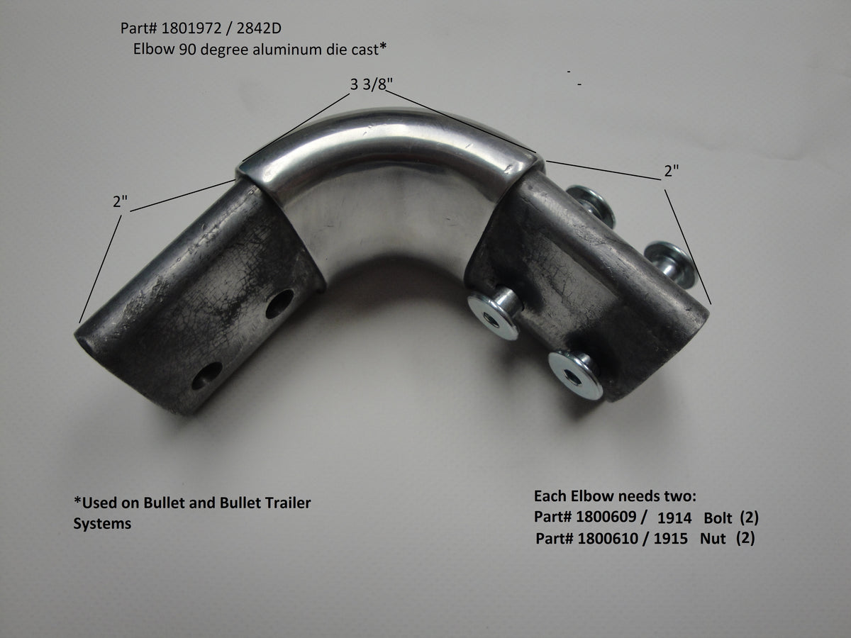 Bullet 90-Degree Tarp Arm Elbow 1801972 Measure | Donovan Tarps | American Tarping