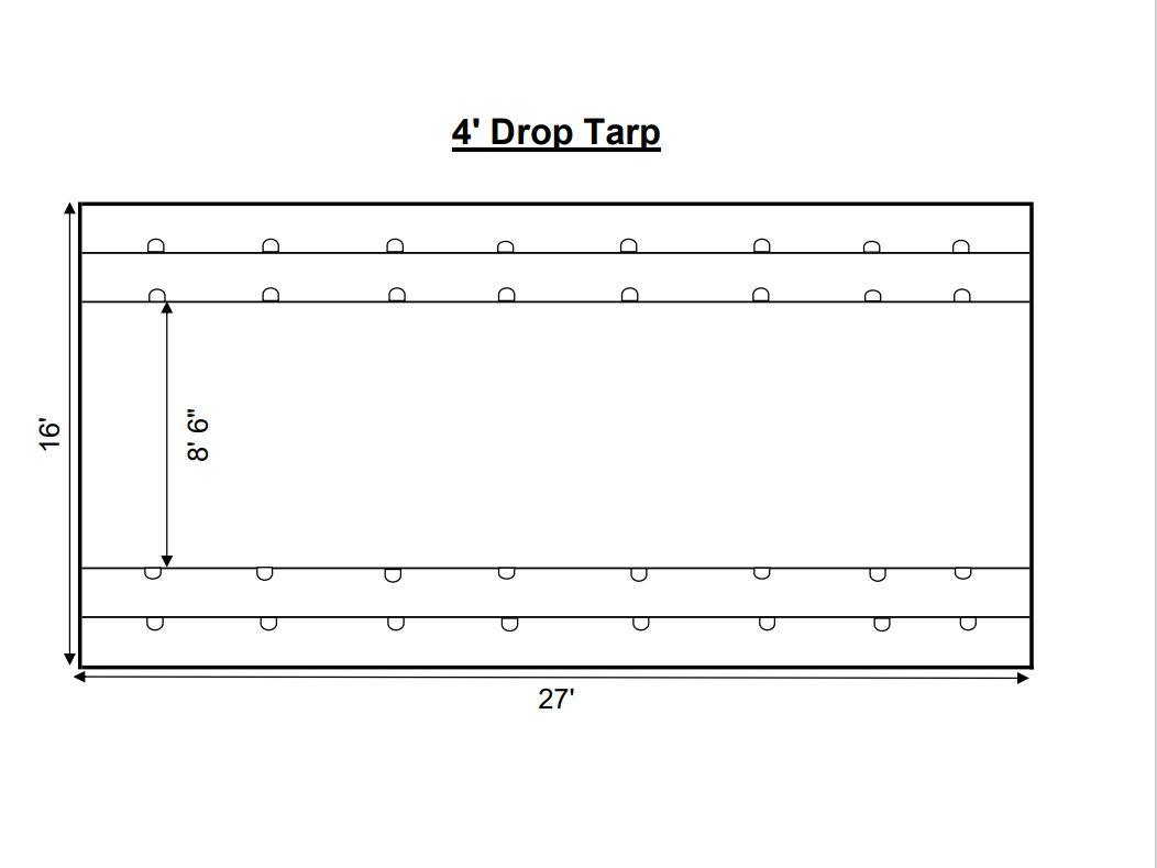27'x16' Flatbed Tarp w/ 4' Drop