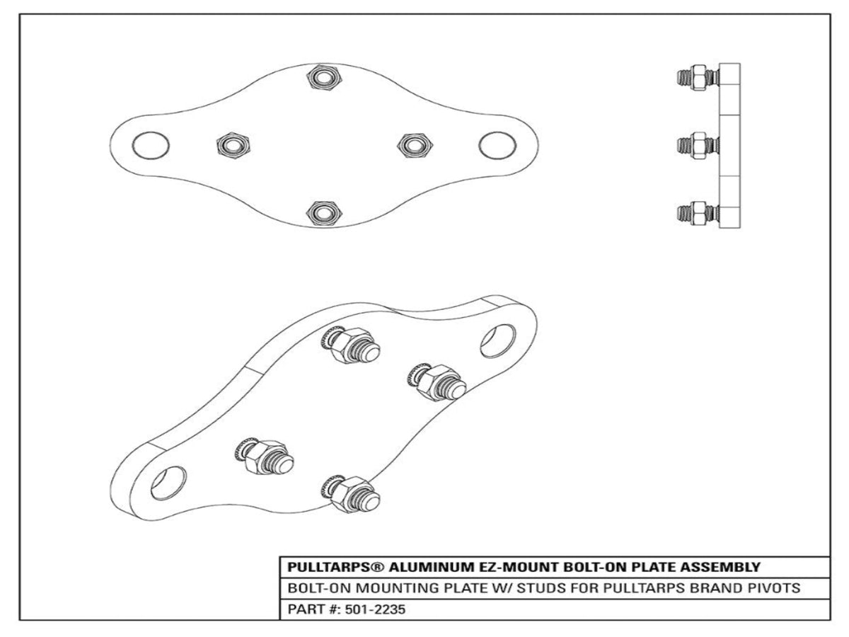 Aluminum EZ-Mount Bolt-On Plate Assembly with studs (501-2235) | Pulltarps | American Tarping