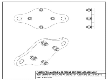 Aluminum EZ-Mount Bolt-On Plate Assembly with studs (501-2235) | Pulltarps | American Tarping