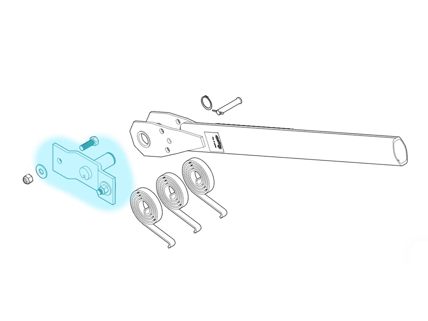 roll rite tarp parts Pivot Pin. 3-Spring 45330 | Roll-Rite