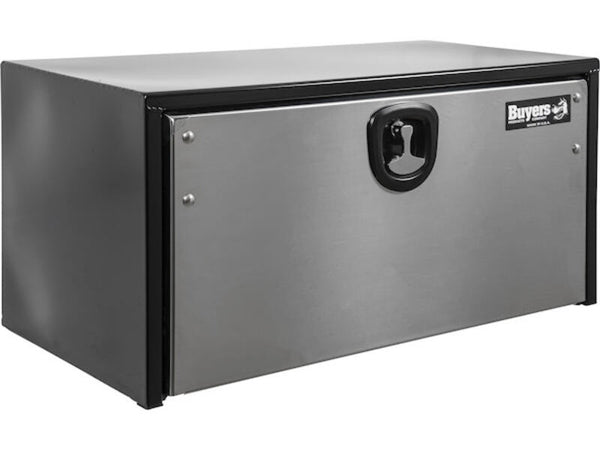 Truck Tool Box, Underbody Black Steel w/ Stainless Door | Buyers Products | American Tarping