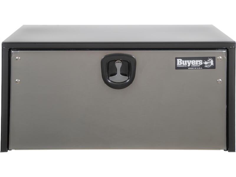 Truck Tool Box, Underbody Black Steel w/ Stainless Door Front | Buyers Products | American Tarping