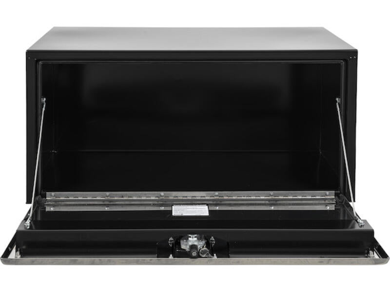 Truck Tool Box, Underbody Black Steel w/ Stainless Door Open Front | Buyers Products | American Tarping