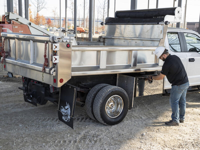 Truck Tool Box, Underbody Black Steel w/ Stainless Door Side | Buyers Products | American Tarping