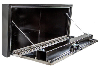 Truck Tool Box, Underbody Black Steel w/ Stainless Door Angle | Buyers Products | American Tarping