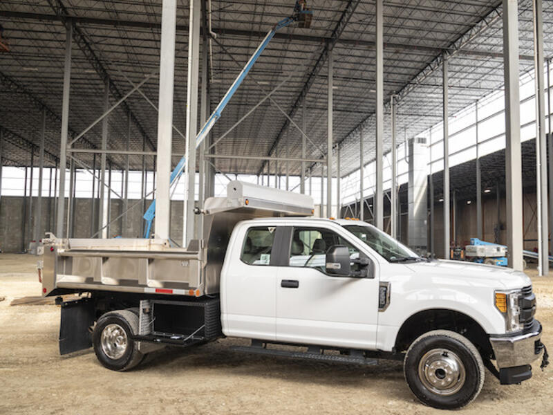 Truck Tool Box, Underbody Black Diamond Tread Aluminum Installed Open | Buyers Products | American Tarping