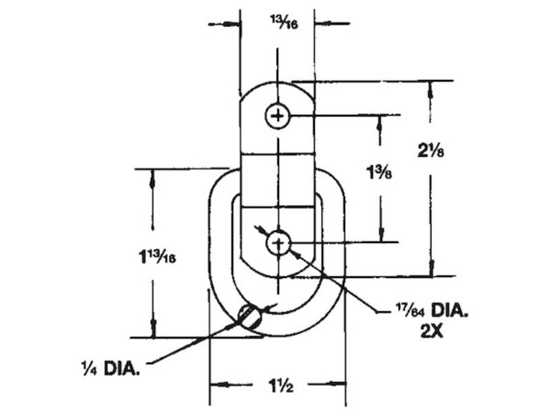 1/4" Rope Ring w/ 2-Hole Mounting Bracket B20 Drawing | Buyers Products | American Tarping