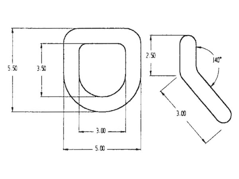 1" Forged Angled D-Ring w/ Weld-On Mounting Bracket B5055 Diagram | Buyers Products | American Tarping