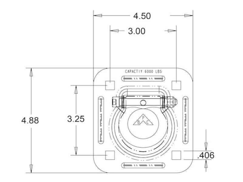 Recessed Rope Ring Kit B801AK Drawing | Buyers Products | American Tarping