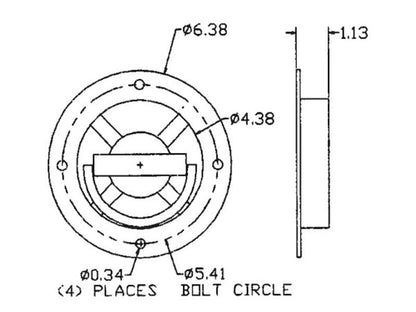 Recessed Rotating Rope Ring 360° Swivel B901 Drawing | Buyers Products | American Tarping