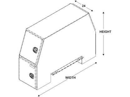Diamond Tread Aluminum Backpack Tool Box, Offset Floor Diagram | Buyers Products | American Tarping