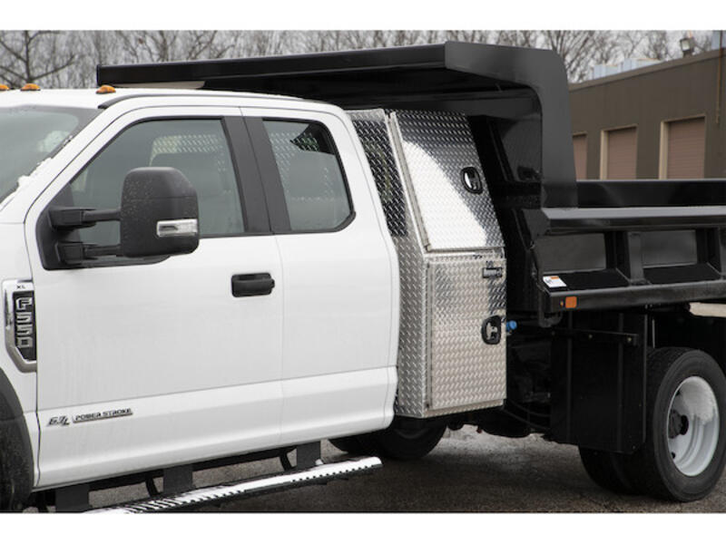 Diamond Tread Aluminum Backpack Tool Box, Offset Floor Driver Side | Buyers Products | American Tarping