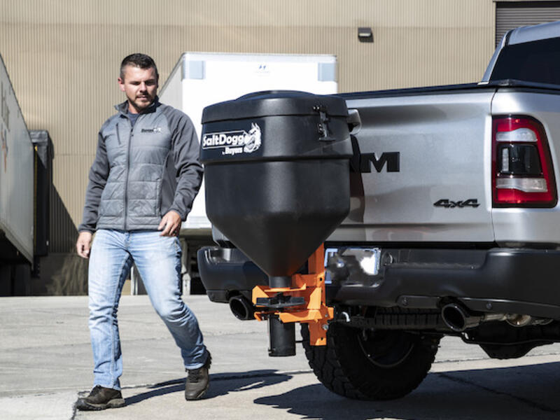 SaltDogg® 4.4 Cubic Foot Tailgate Spreader TGSUVPROA Installed | Buyers Products | American Tarping