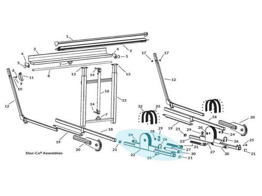 SWAT Complete Gear/Pivot Assembly - Left Side 1809355 | Donovan Tarps